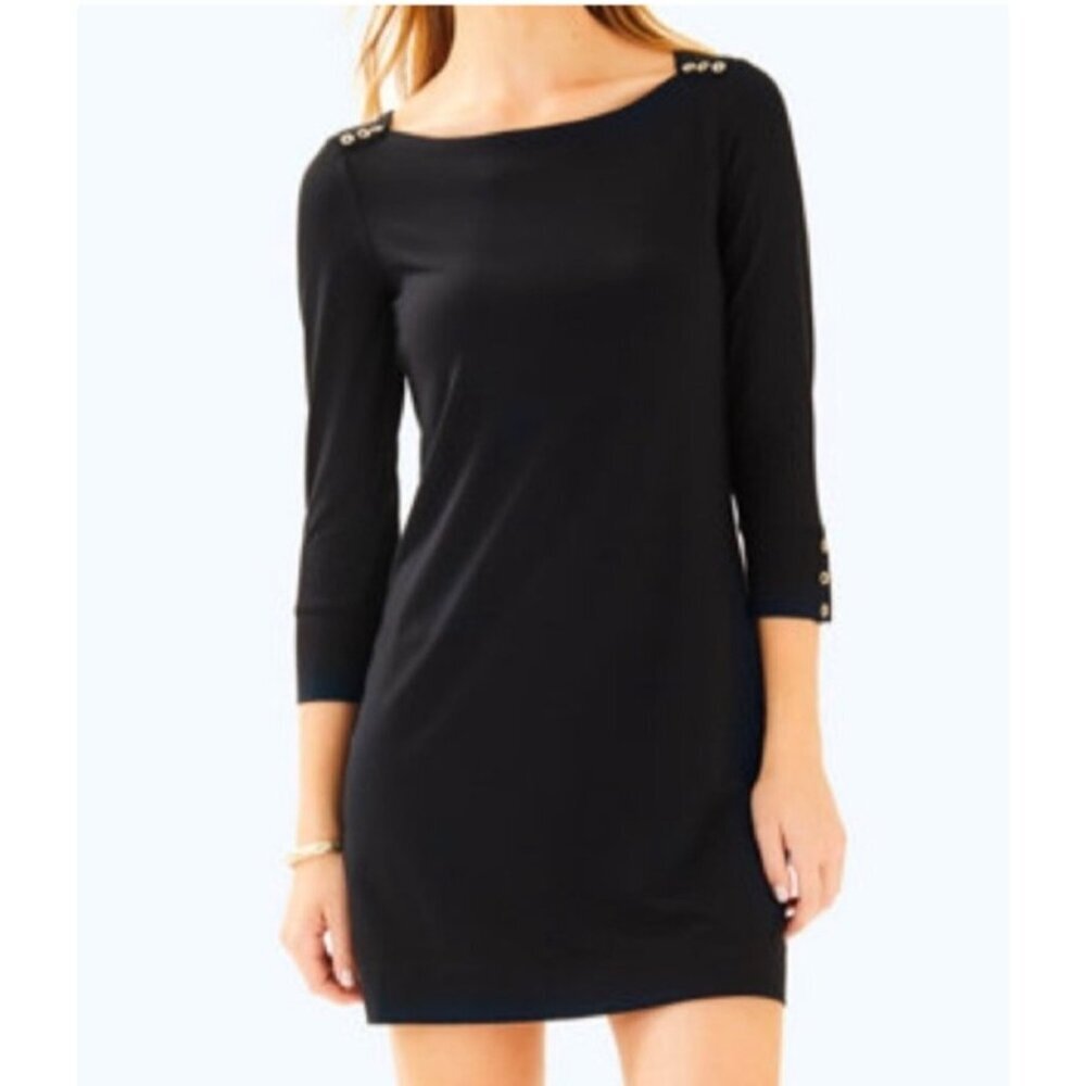 Lilly Pulitzer Sophie Dress Onyx, XS Black  With Button Details